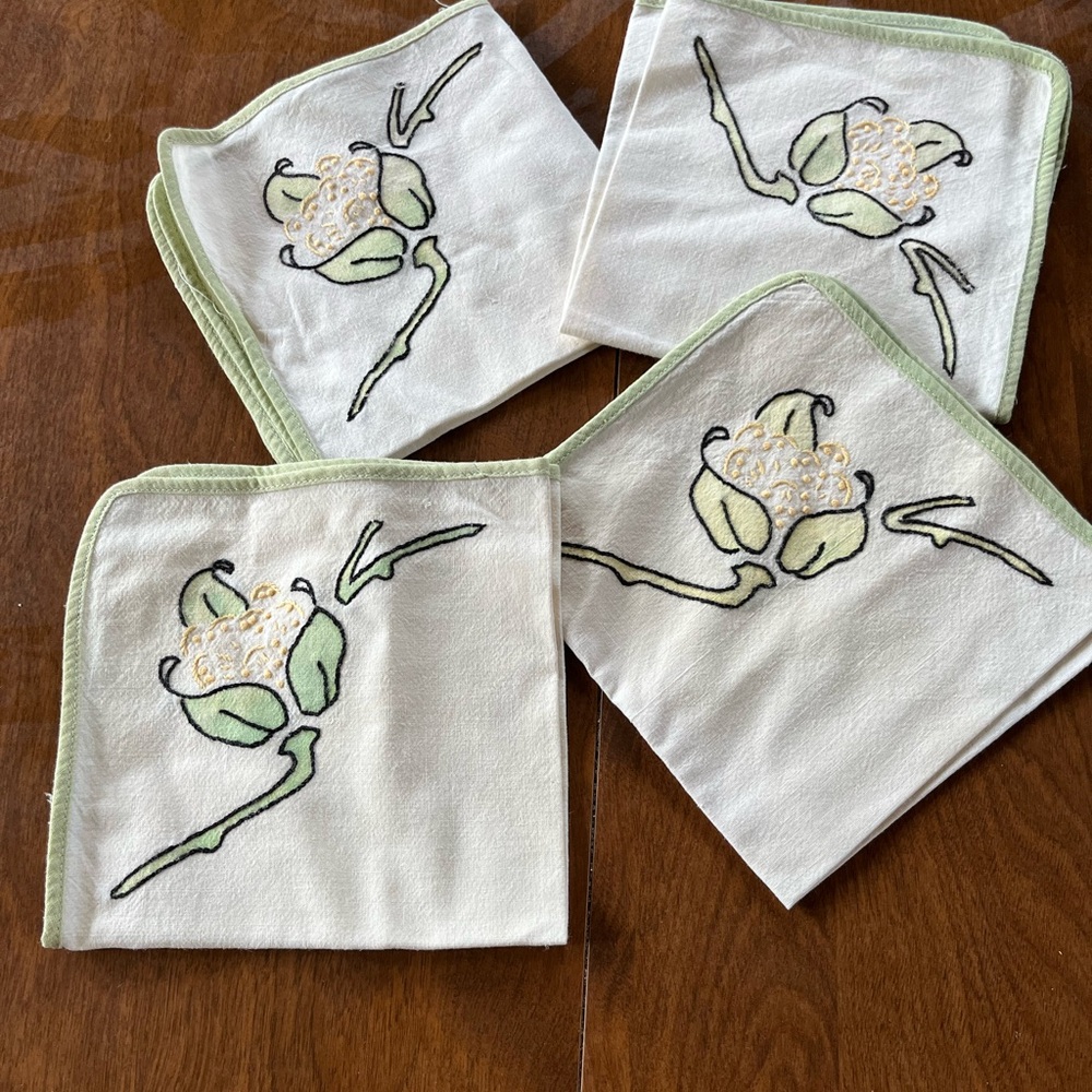 Floral Embroidered Cloth Napkins